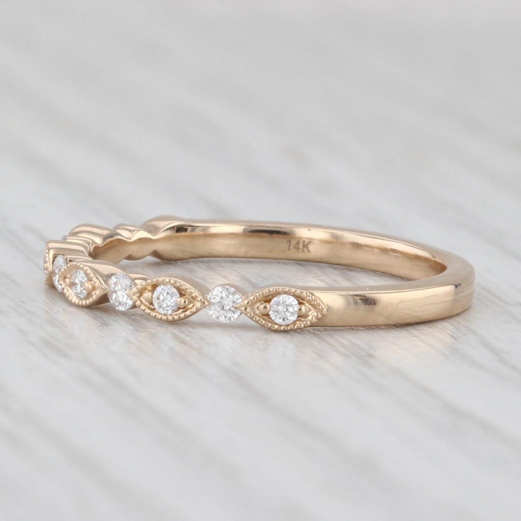 Light Gray 0.20ctw Diamond Wedding Ring 14k Yellow Gold Size 6.75 Stackable Band