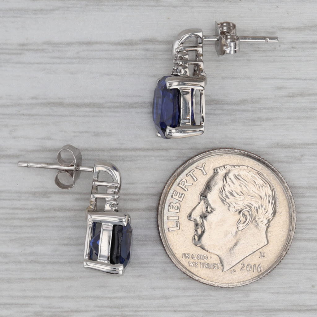Gray 5.90ctw Lab Created Sapphire Diamond Stud Earrings 10k White Gold
