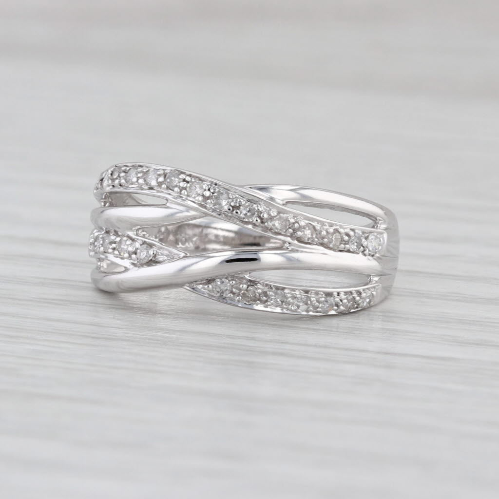 0.20ctw Diamond Crossover Woven Ring 10k White Gold Size 6.75