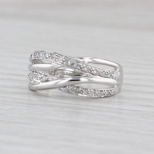 0.20ctw Diamond Crossover Woven Ring 10k White Gold Size 6.75