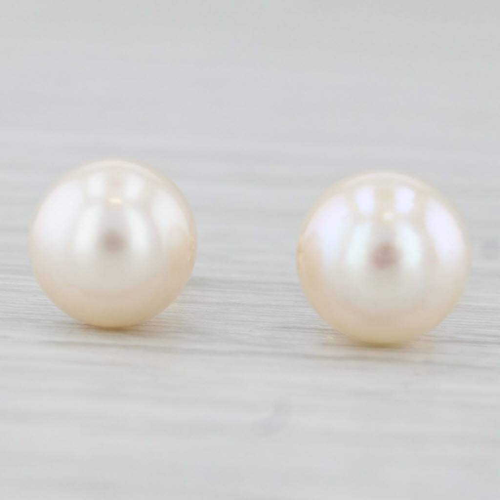 Light Gray Cultured Pearl Stud Earrings 14k Yellow Gold