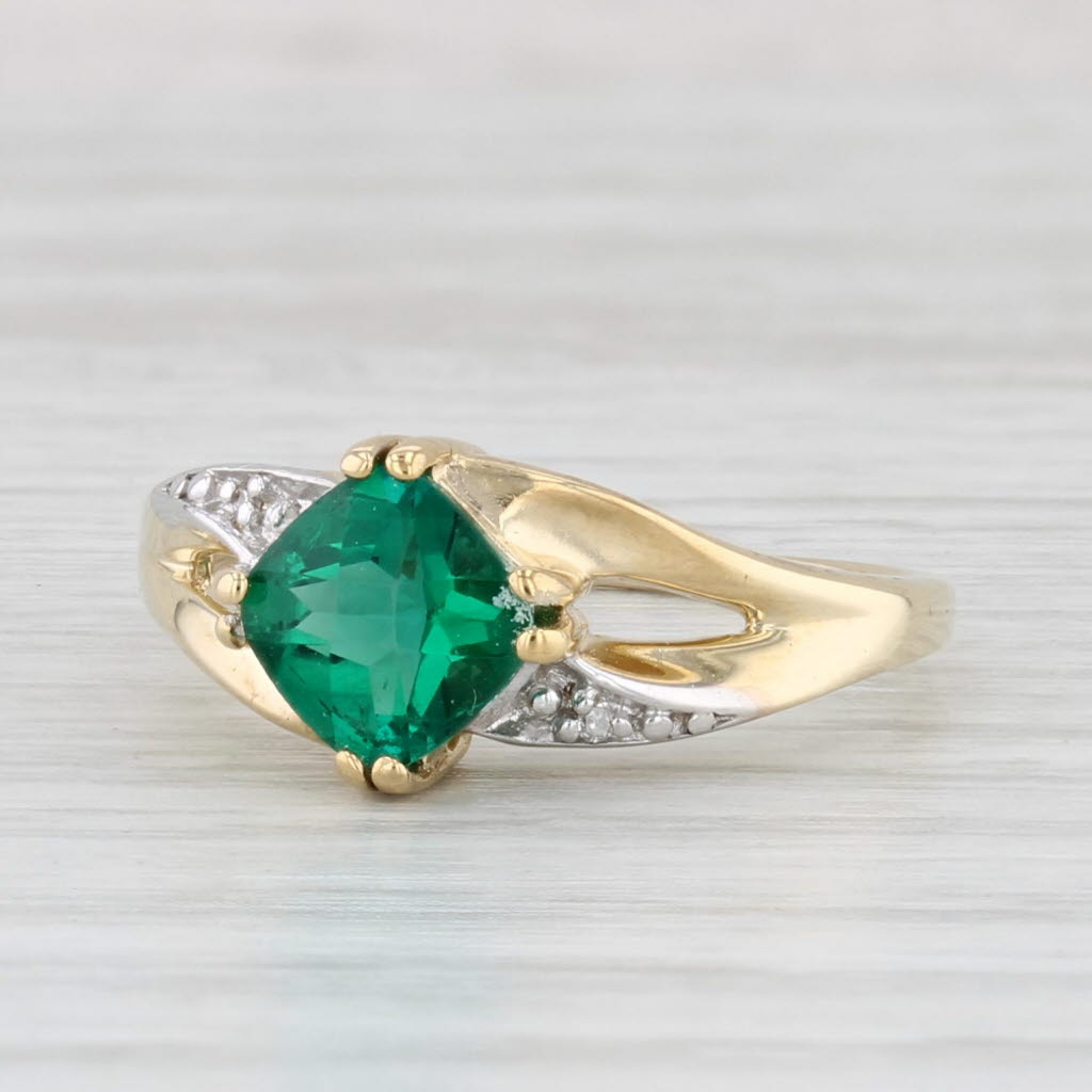 Light Gray 0.75ct Lab Created Emerald Diamond Ring 10k Yellow Gold Size 5.5