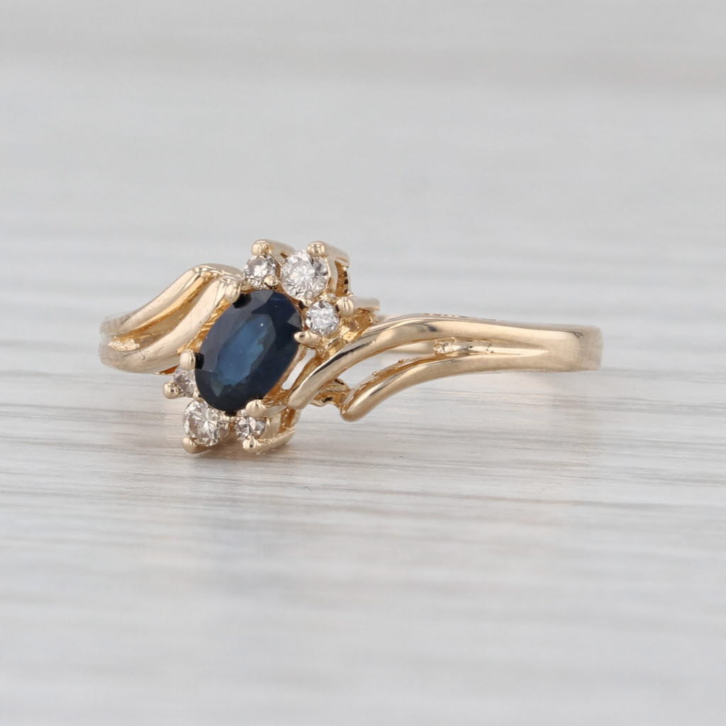 0.27ctw Oval Blue Sapphire Diamond Ring 14k Yellow Gold Size 6.5