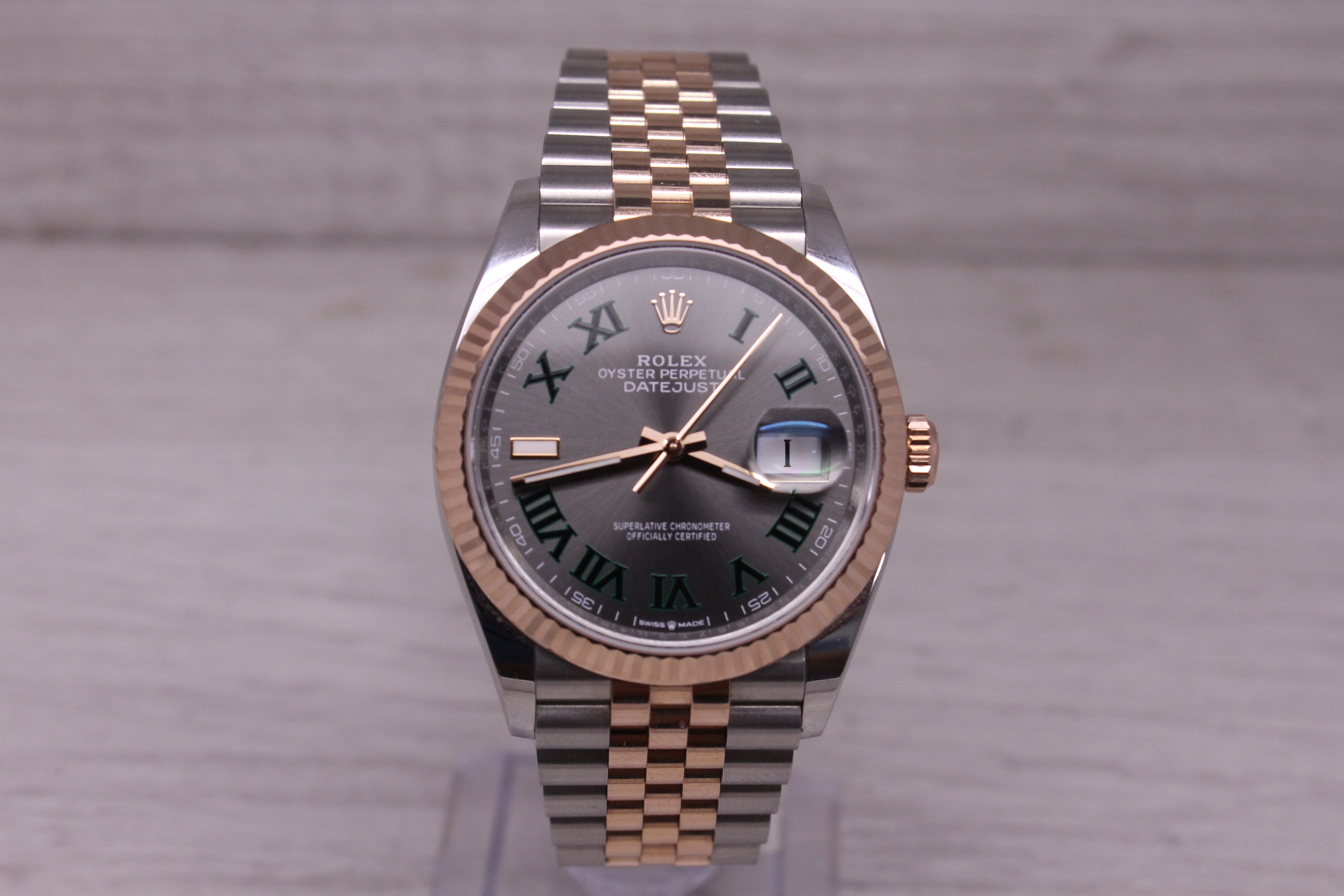 2024 Rolex Datejust Wimbledon 126231 36mm Steel Rose Watch Box Card Tag Jubilee