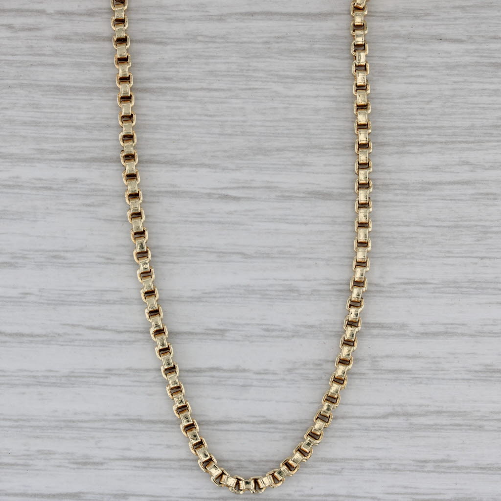 Gray 23" 2.7mm Box Chain Necklace 14k Yellow Gold Lobster Clasp