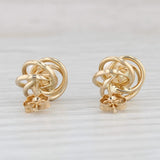 Cultured Pearl Button Knot Stud Earrings 14k Yellow Gold