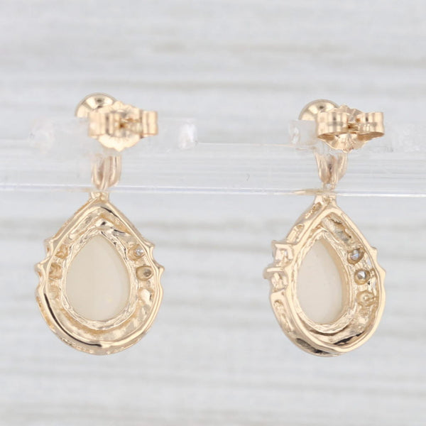 Opal Diamond Teardrop Earrings 14k Yellow Gold Dangles