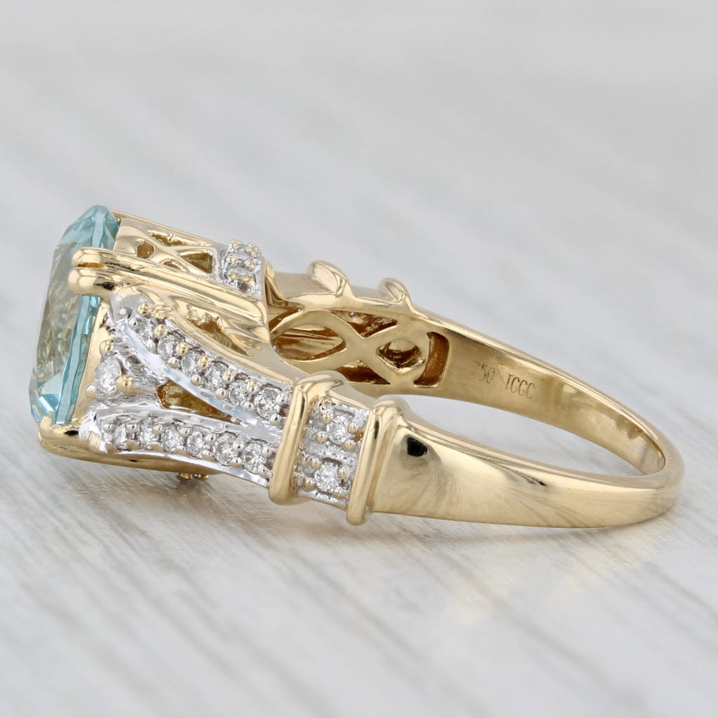 Gray 3.50ctw Aquamarine Diamond Ring 18k Yellow Gold Size 7.25