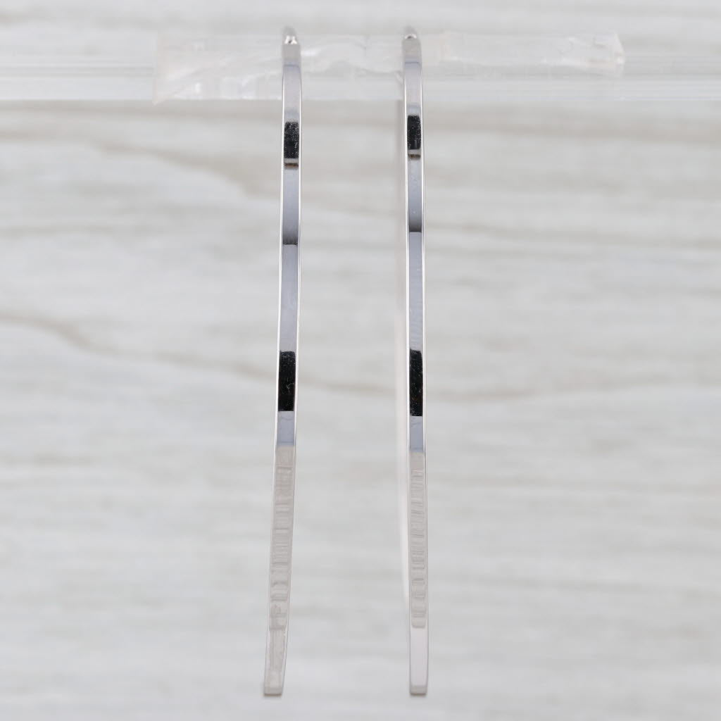 Large Thin Wire Hoop Earrings 14k White Gold 60 x 1.7mm Round Hoops