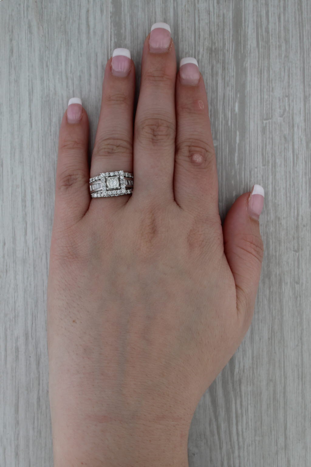 2.10ctw Princess Brilliant Halo Diamond Engagement Ring 14k White Gold Size 5.5