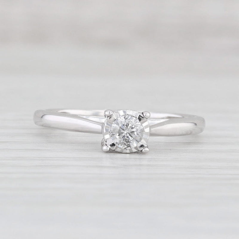 Light Gray 0.23ctw Round Diamond Solitaire Engagement Ring 10k White Gold Size 7.25