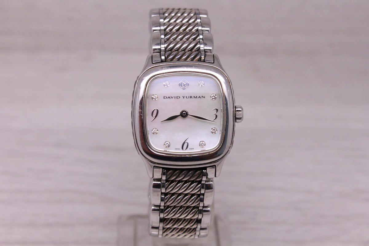 David Yurman Thoroughbred 25mm Steel Ladies Watch MOP Diamond Dial T304-XSST