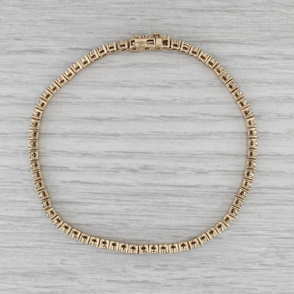 1.70ctw Diamond Tennis Bracelet 14k Yellow Gold 9" 3.8mm