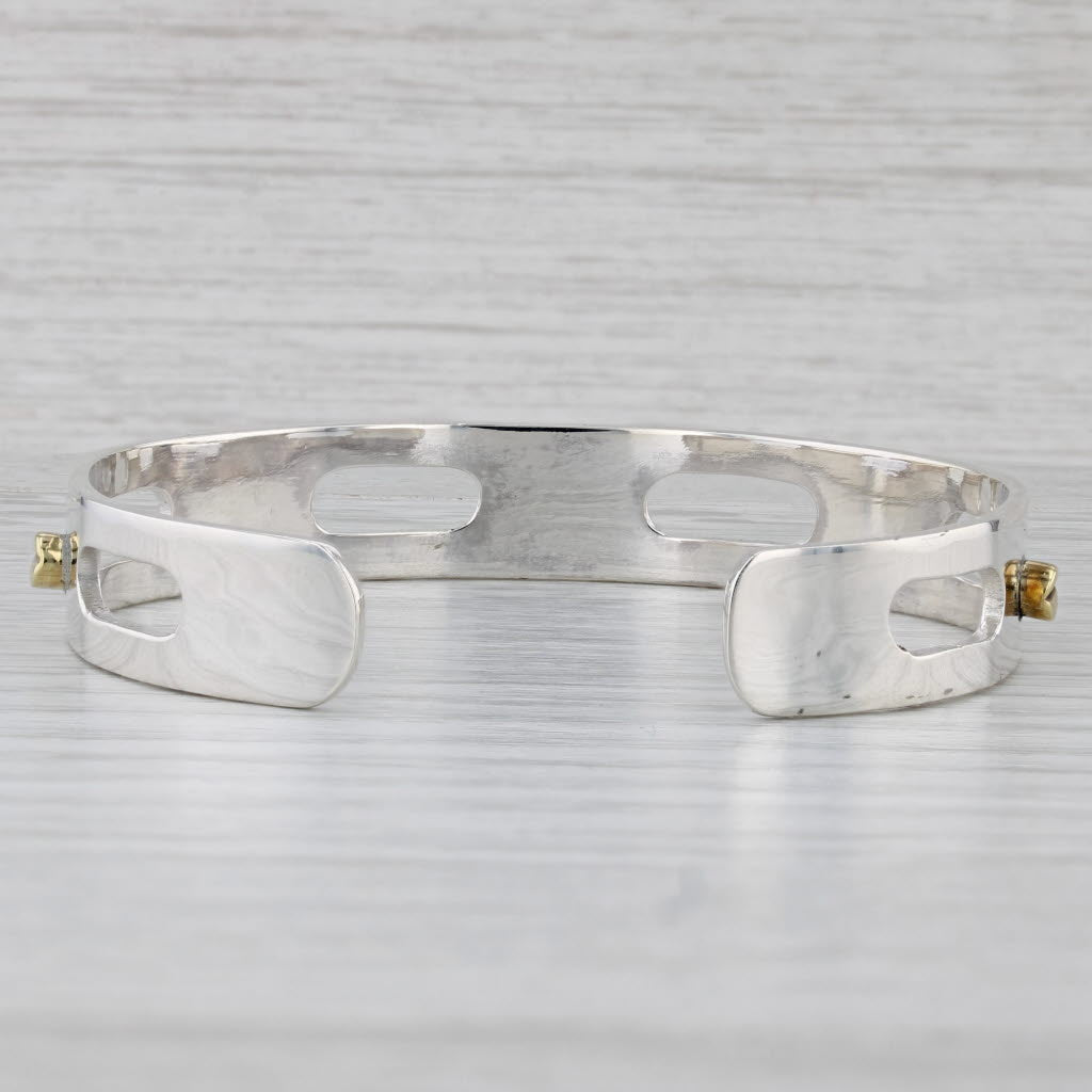 Gray Nail Head Openwork Cuff Bracelet Sterling Silver 7" 10.7mm