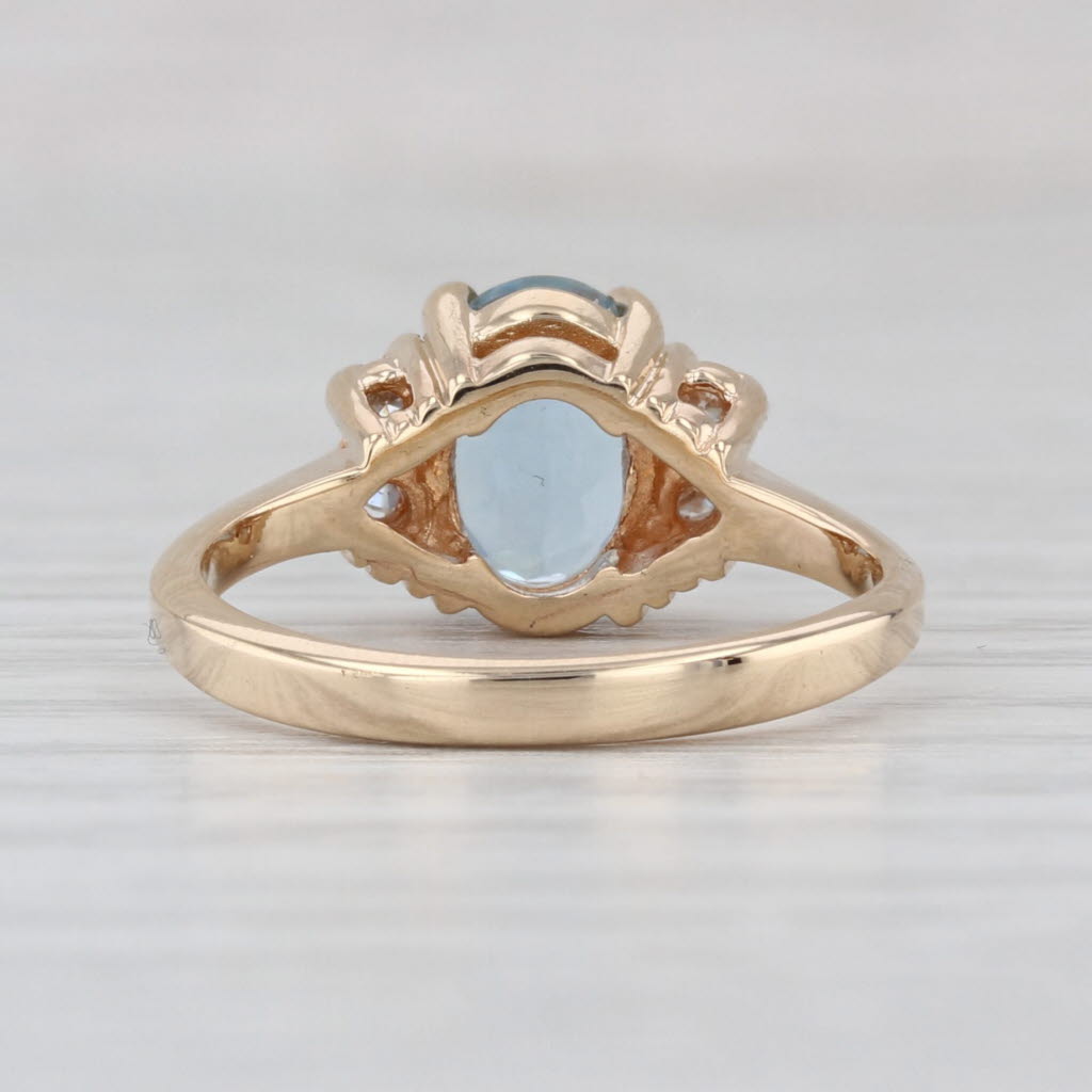 1.16ctw Oval Aquamarine Diamond Ring 14k Yellow Gold Size 4.75