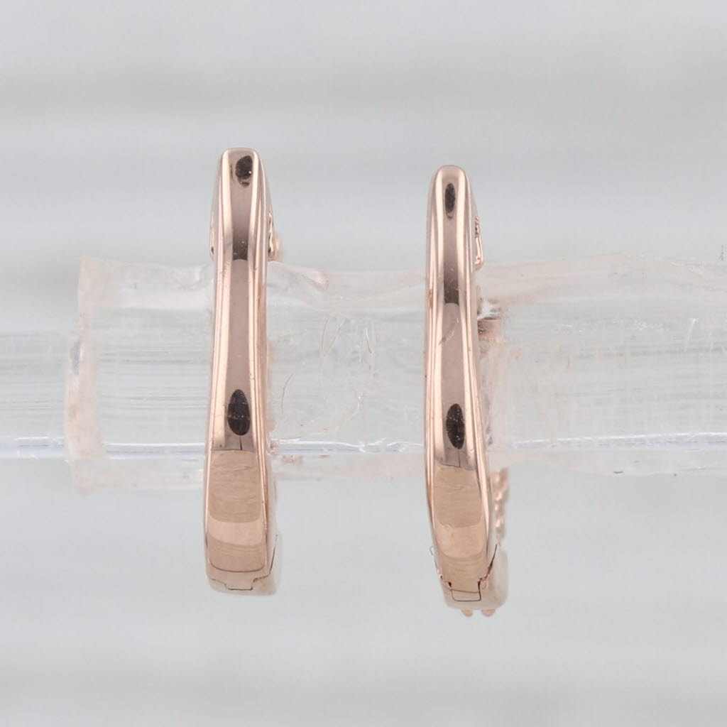 0.14ctw Diamond Hoop Huggie Earrings 10k Rose Gold Small Hoops