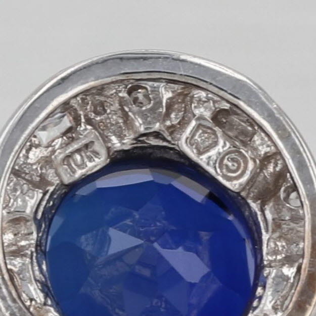 2.30ctw Lab Created Sapphire Diamond Halo Slide Pendant Charm 10k White Gold