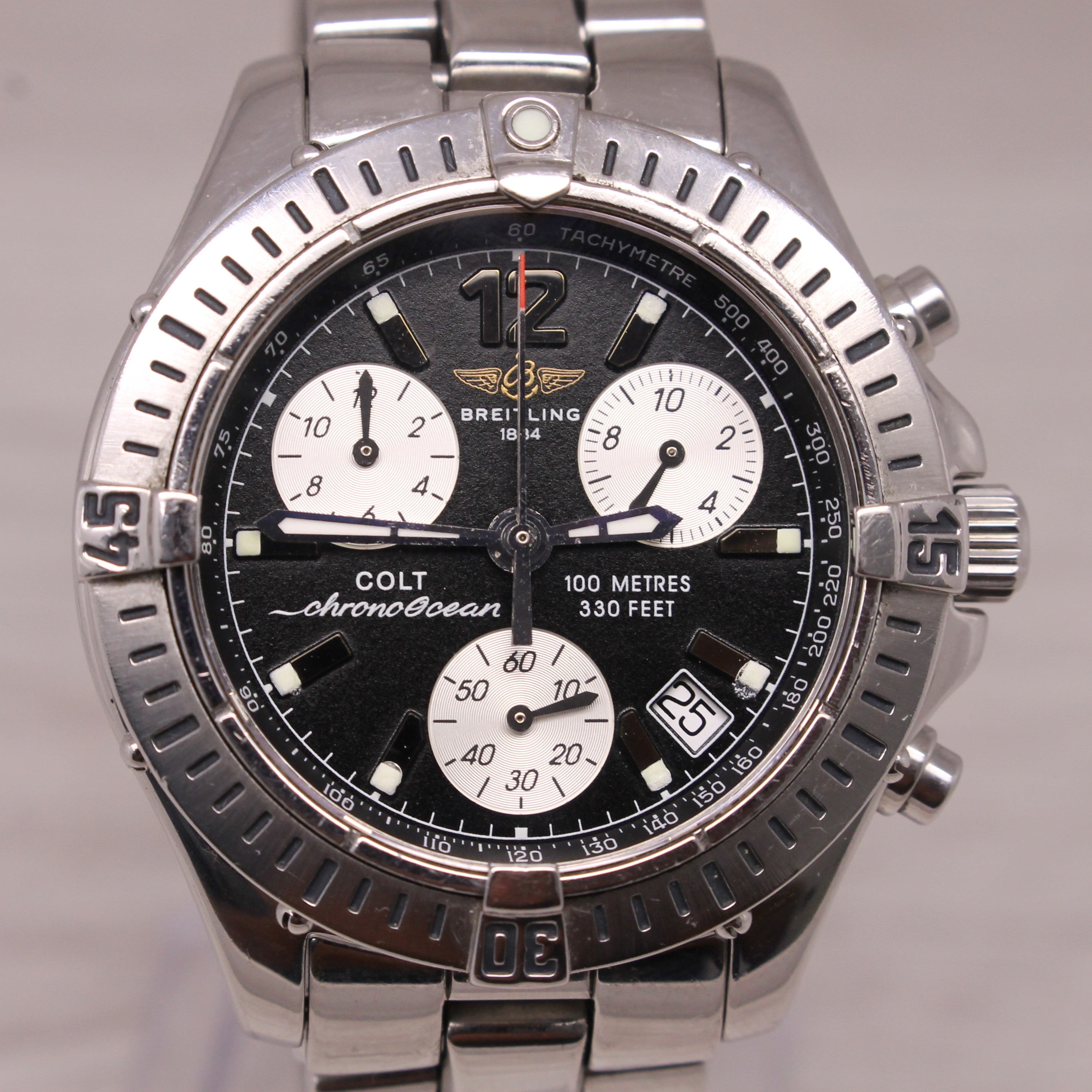 Dark Gray Breitling Colt Chronocean 37mm Steel Quartz Chronograph Watch Unisex A53350