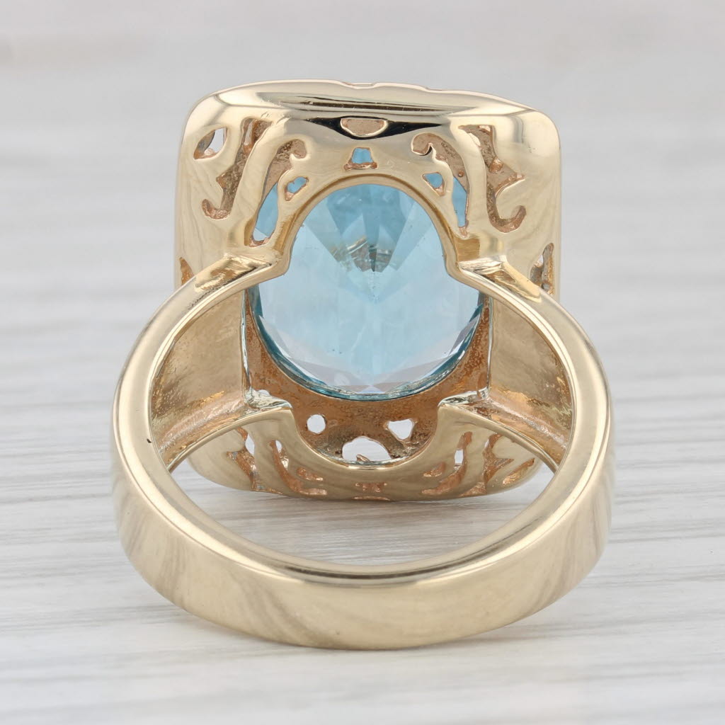 Gray 12.27ct Oval Blue Topaz Ring 14k Yellow Gold Size 6.75 Cocktail