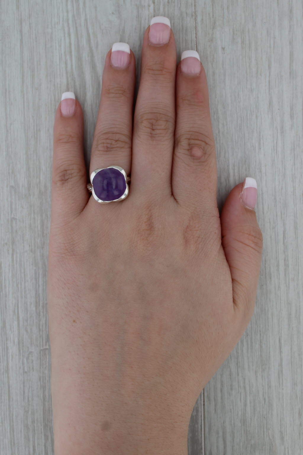 David Yurman Continuance 14mm Amethyst Round Cabochon Ring Sterling Silver