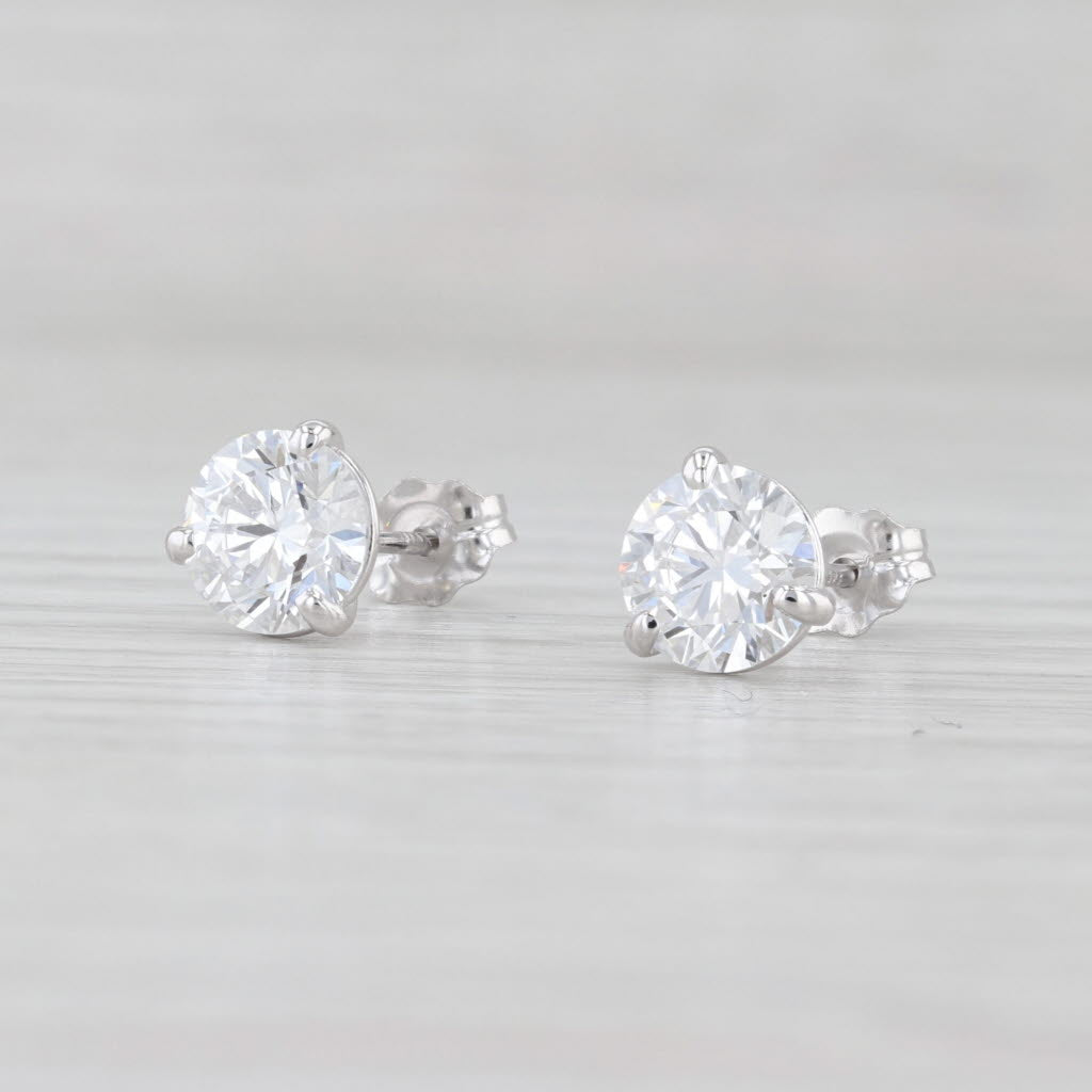Light Gray New 2.06ctw Round Lab Created Diamond Stud Earrings 14k White Gold VS1 IGI