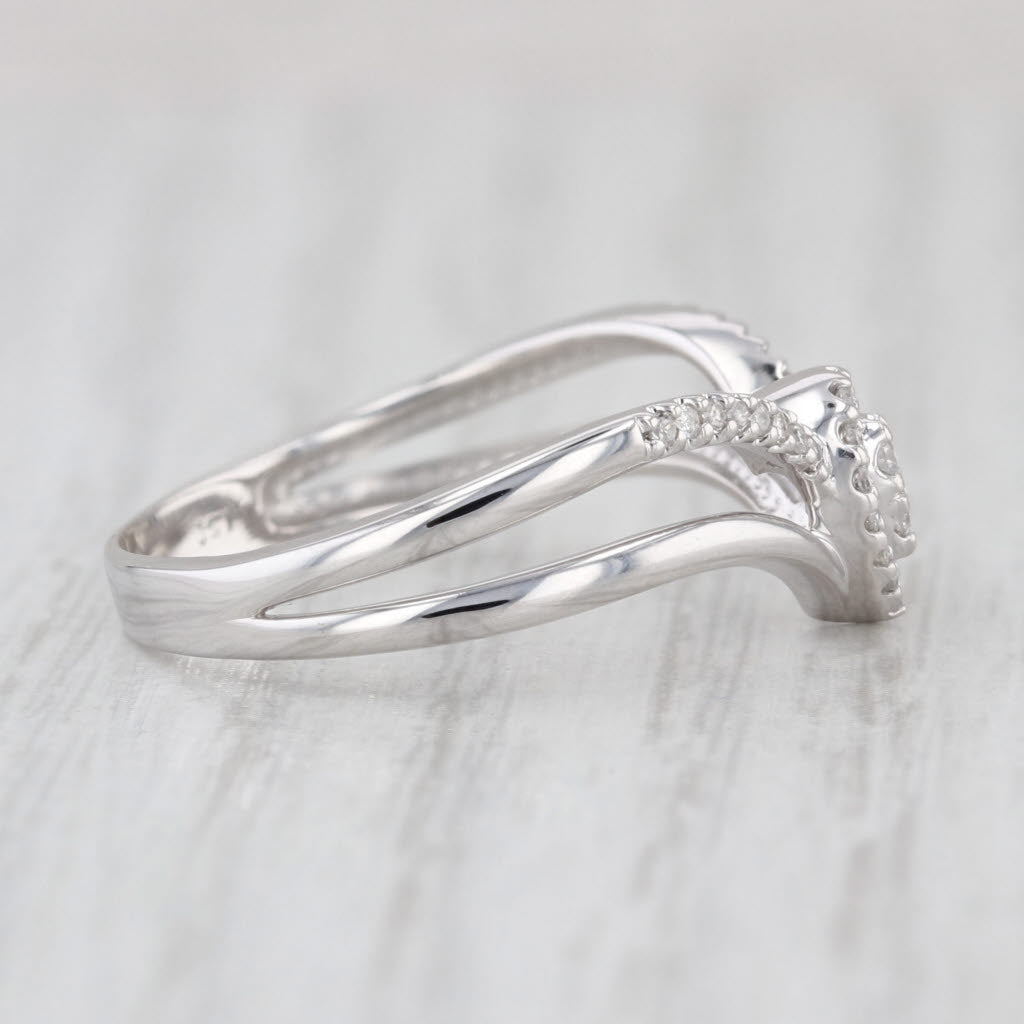 0.16ctw Diamond Halo Teardrop Contoured Ring 10k White Gold Size 8.75