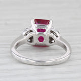 3.43ctw Emerald Cut Ruby Diamond Ring 14k White Gold Size 6 GIA Engagement