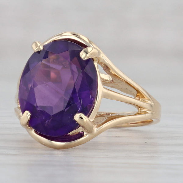 Gray 4.25ct Oval Amethyst Solitaire Ring 14k Yellow Gold Size 6.25
