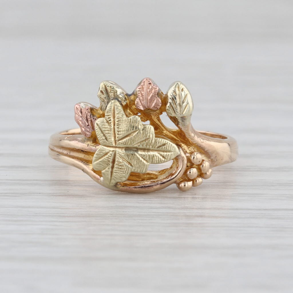 Vintage Black Hills Gold Leaf Ring 10k Yellow Rose Green Gold Size 6.75