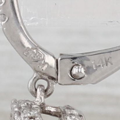 0.97ctw Diamond Halo Dangle Earrings 14k White Gold Lever Backs