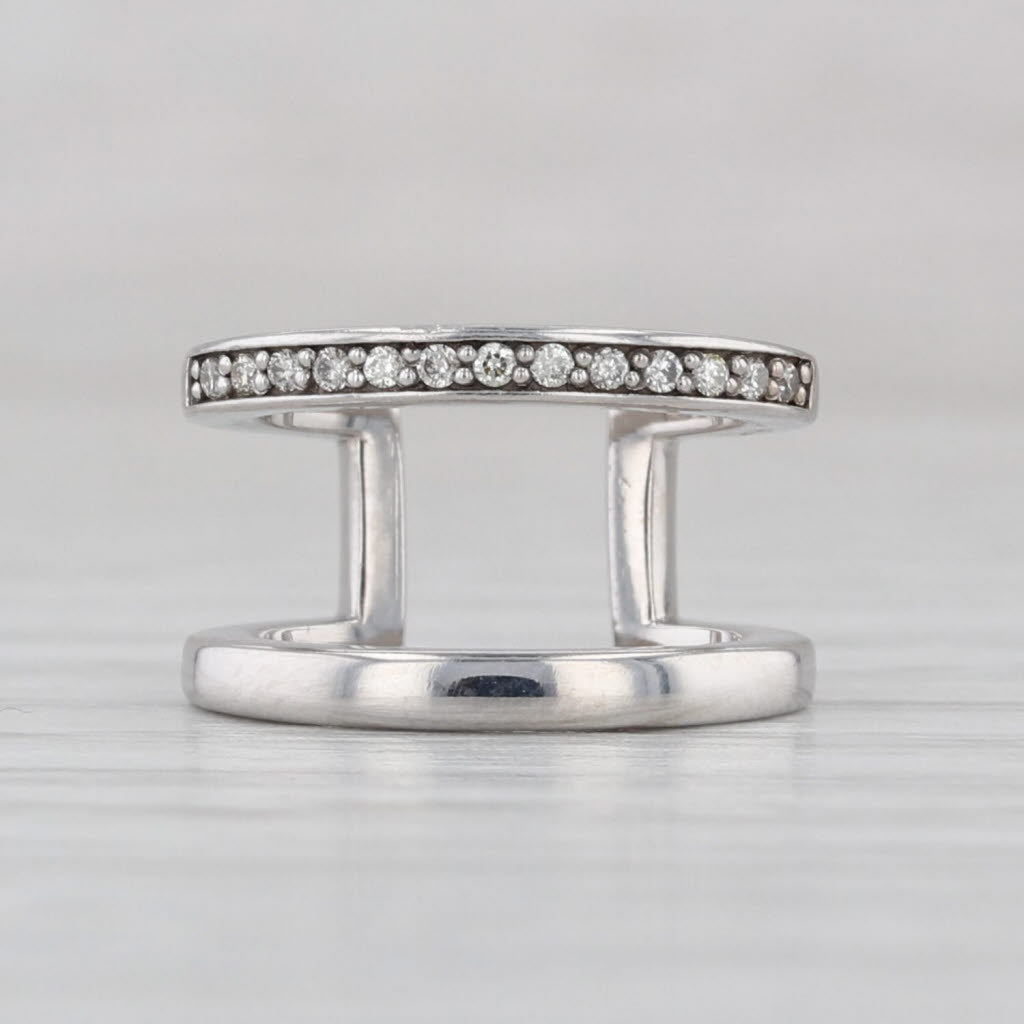 Diamond Ear Cuff 14k White Gold Double Bar Hoop Adjustable