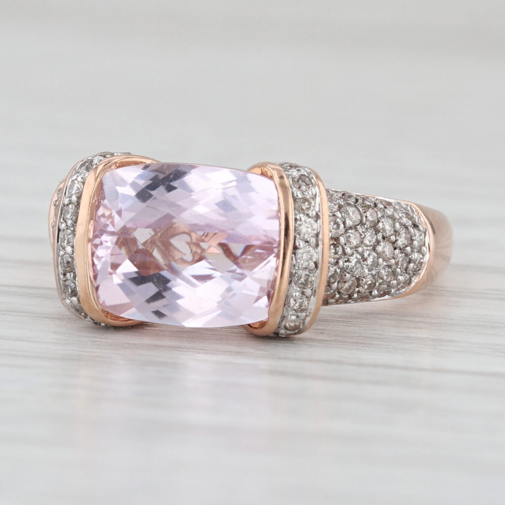 3.32ctw Pink Kunzite Diamond Ring 14k Rose Gold Size 7