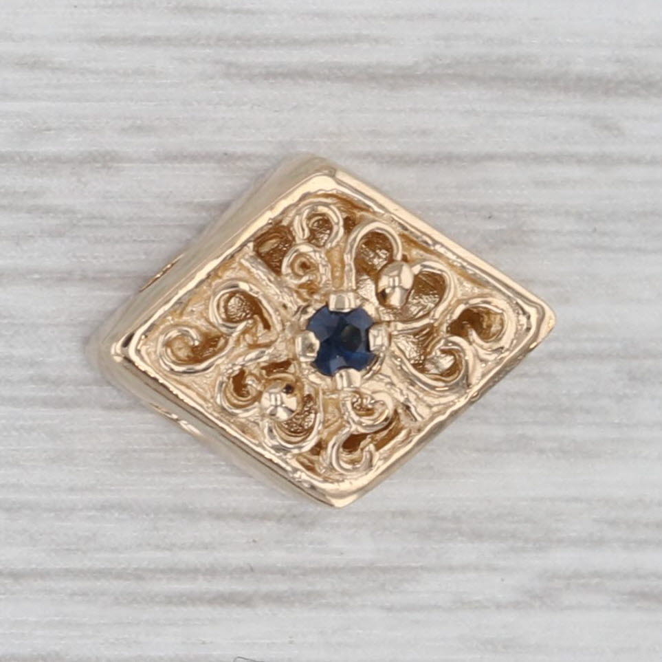Gray Round Blue Sapphire Solitaire Slide Bracelet Charm 14k Gold Richard Glatter