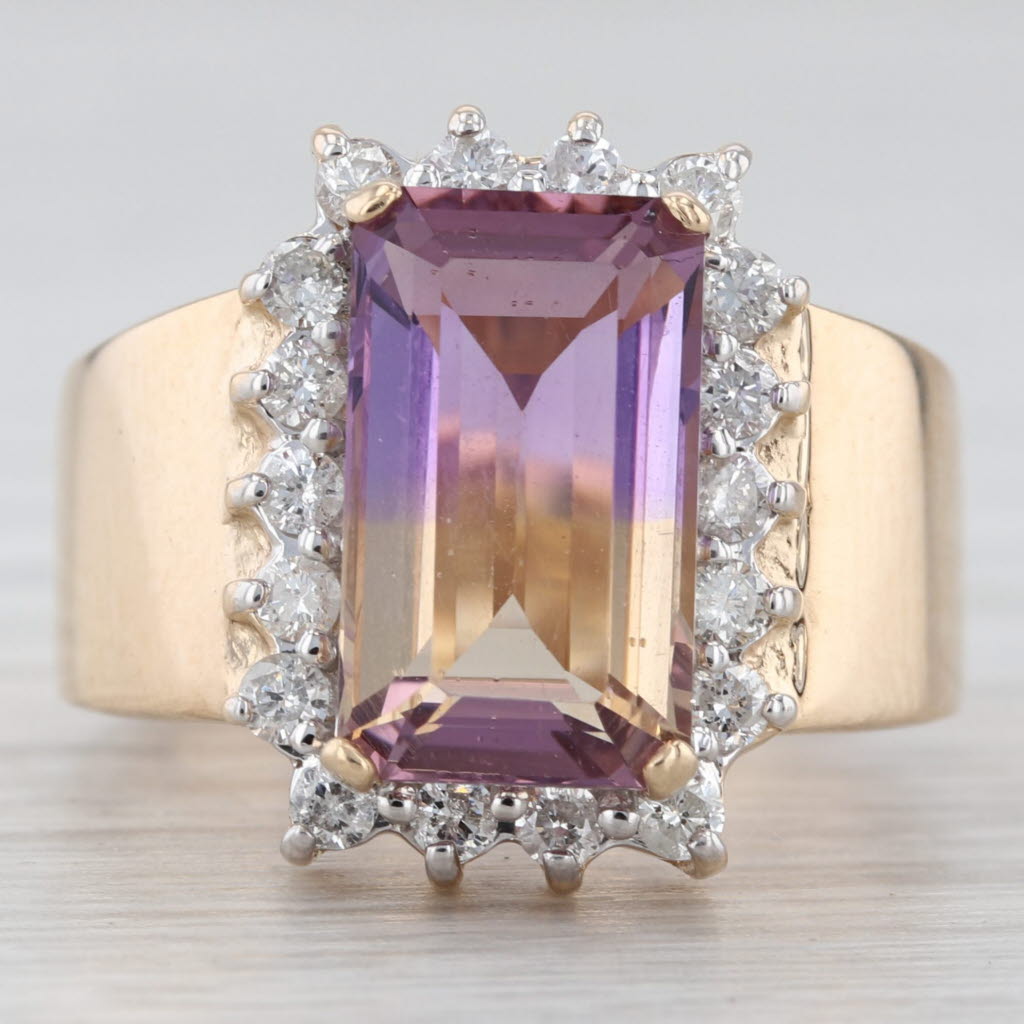 Light Gray 3.36ctw Ametrine Diamond Halo Ring 14k Yellow Gold Size 6-6.25