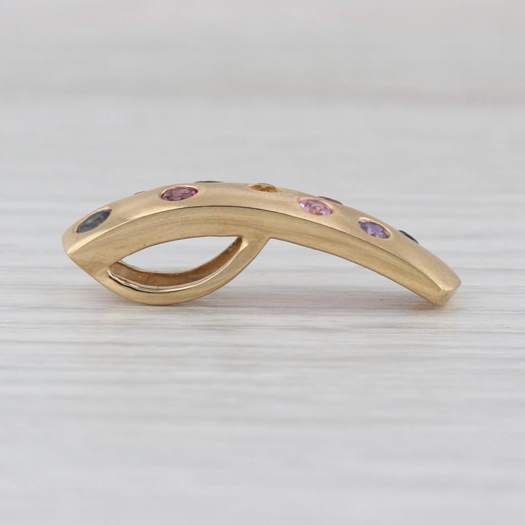 0.68ctw Multicolor Sapphire Polka Dots Drop Bar Pendant 18k Yellow Gold