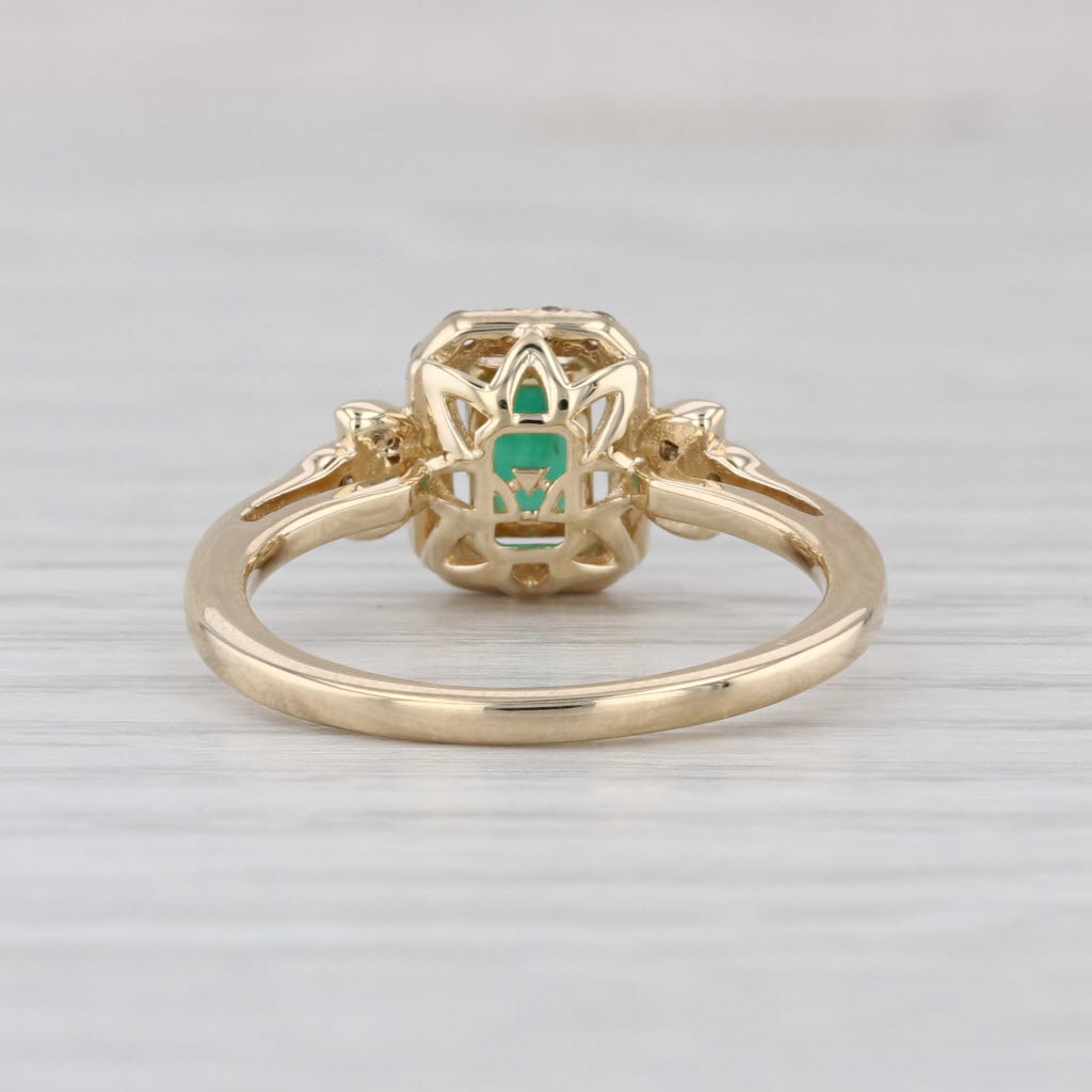 Le Vian Emerald Cut Emerald Damond Halo Ring 14k Yellow Gold Size 7