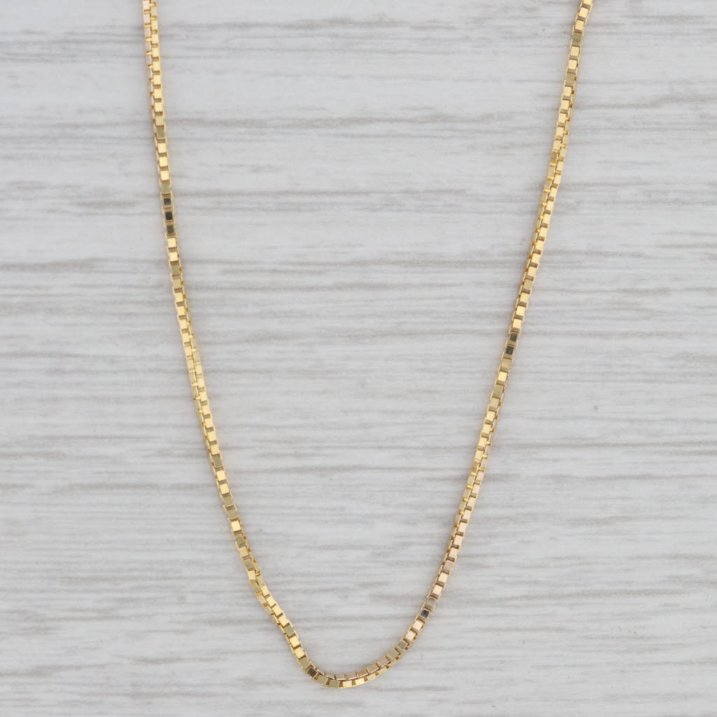 Gray 24" Box Chain Necklace 14k Yellow Gold 1.1mm