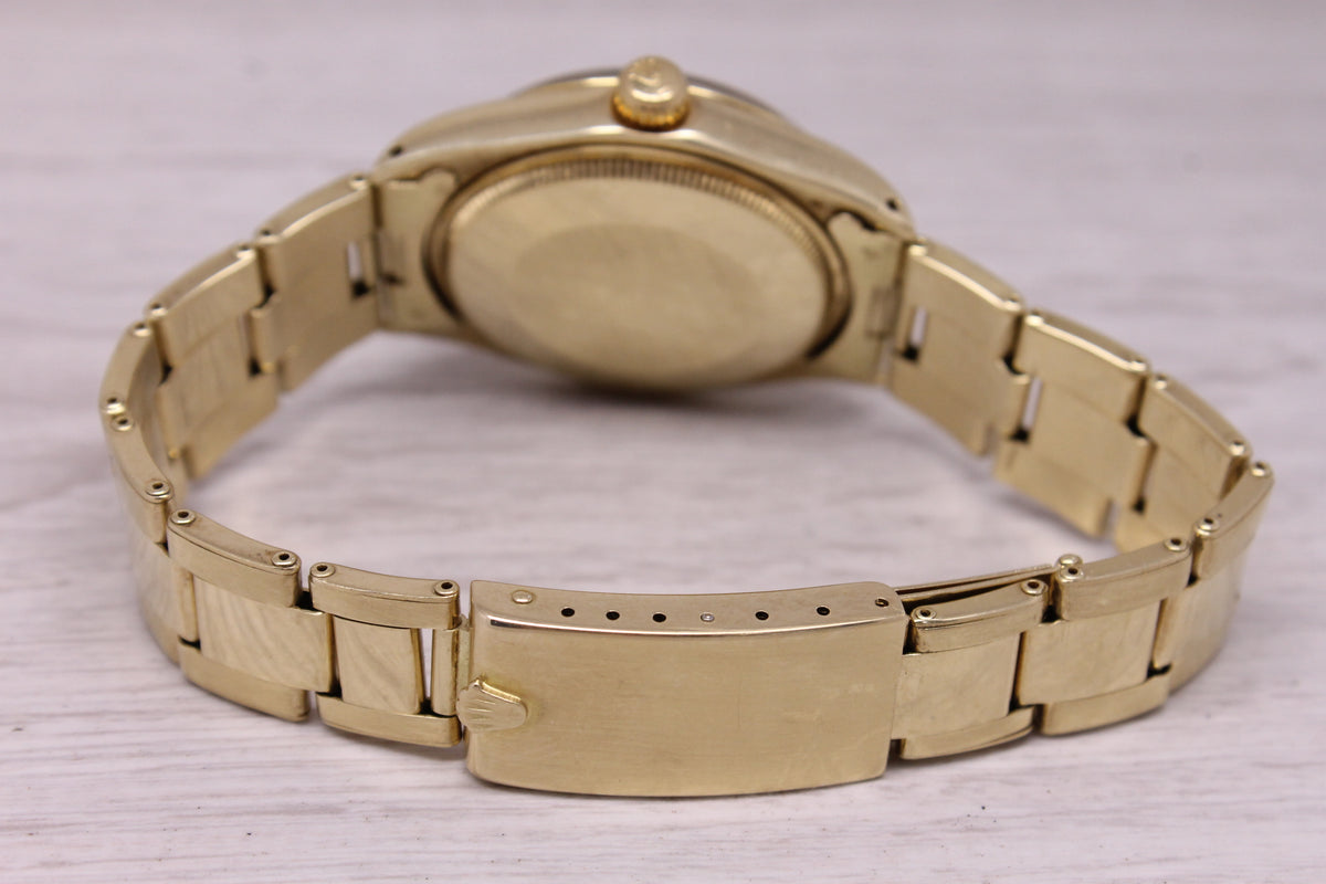 Vintage 1982 Rolex Oyster Perpetual 1005 34mm 14k Yellow Gold w Rivet Bracelet