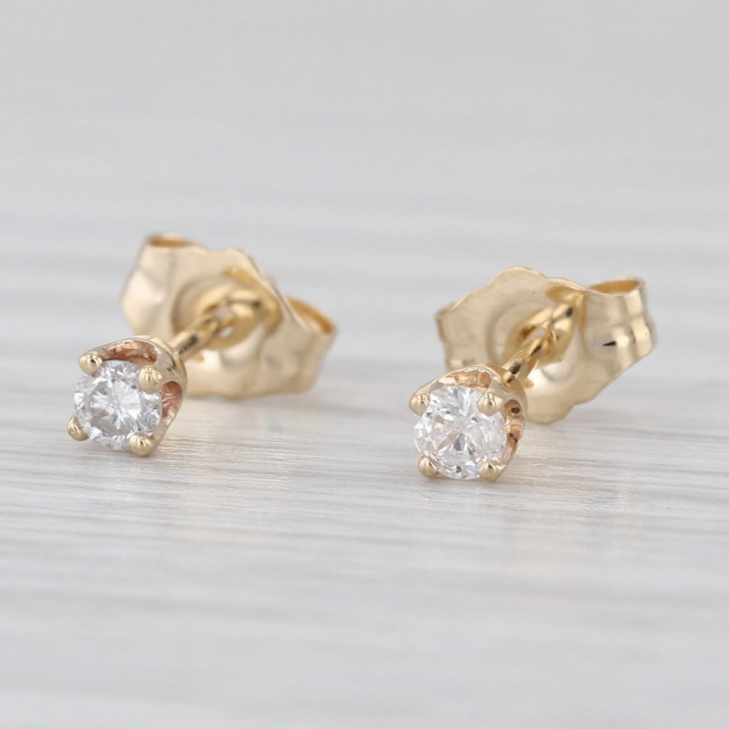 0.10ctw Diamond Stud Earrings 14k Yellow Gold Round Solitaire Studs