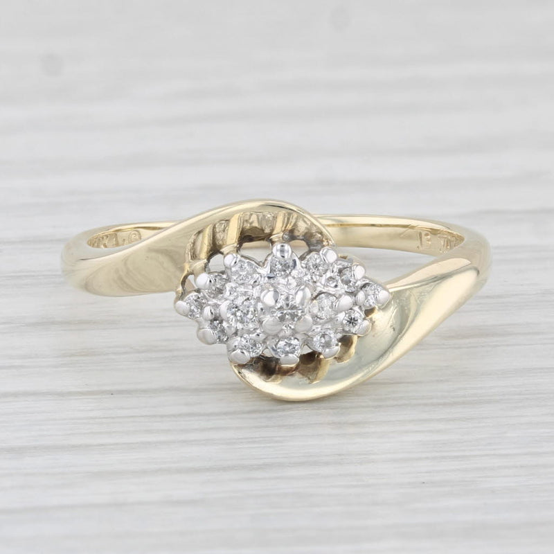 0.13ctw Diamond Cluster Ring 10k Yellow Gold Size 9 Bypass