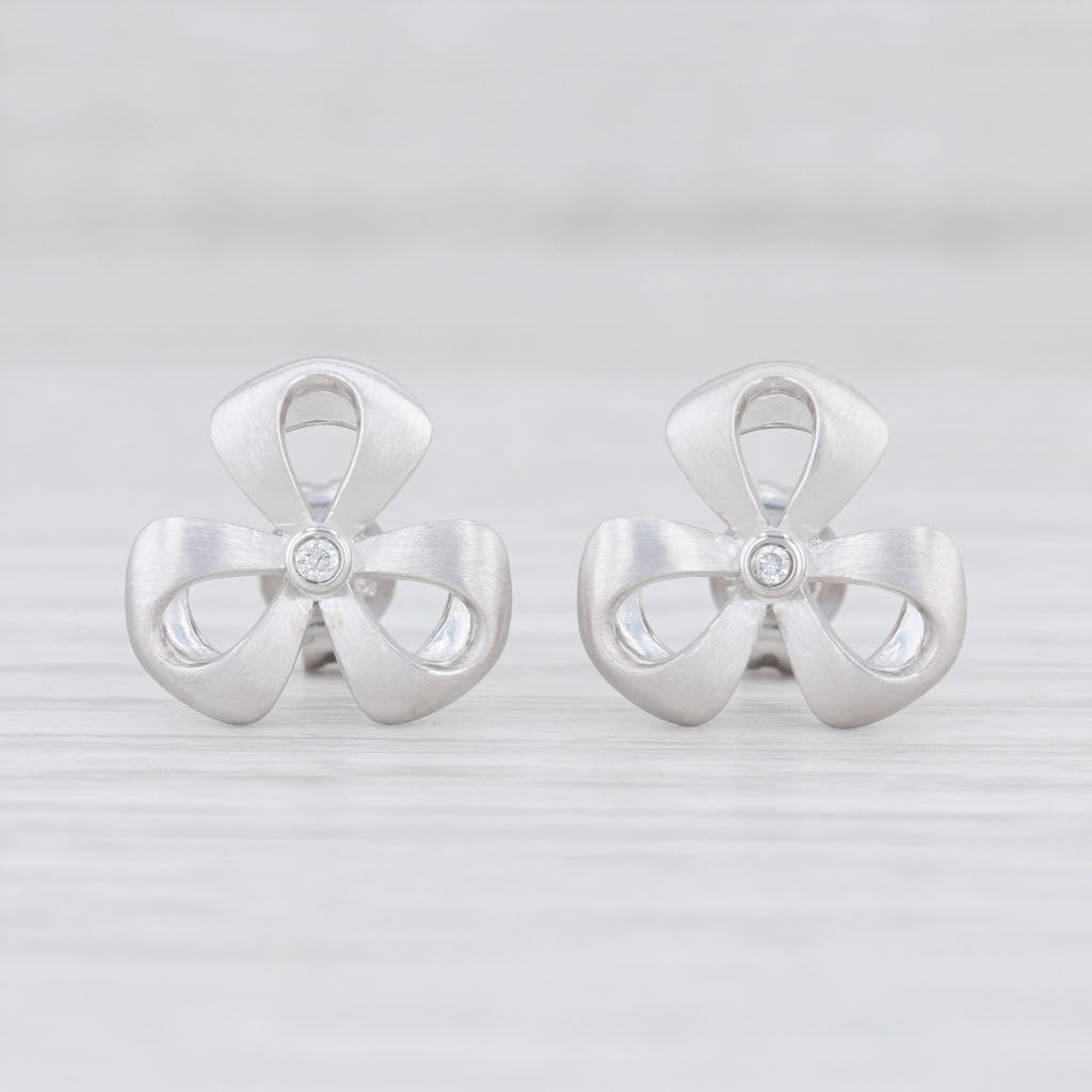 New Bastian Inverun Diamond Clover Earrings Sterling Silver 12701 Pierced Studs