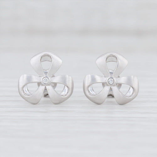 New Bastian Inverun Diamond Clover Earrings Sterling Silver 12701 Pierced Studs