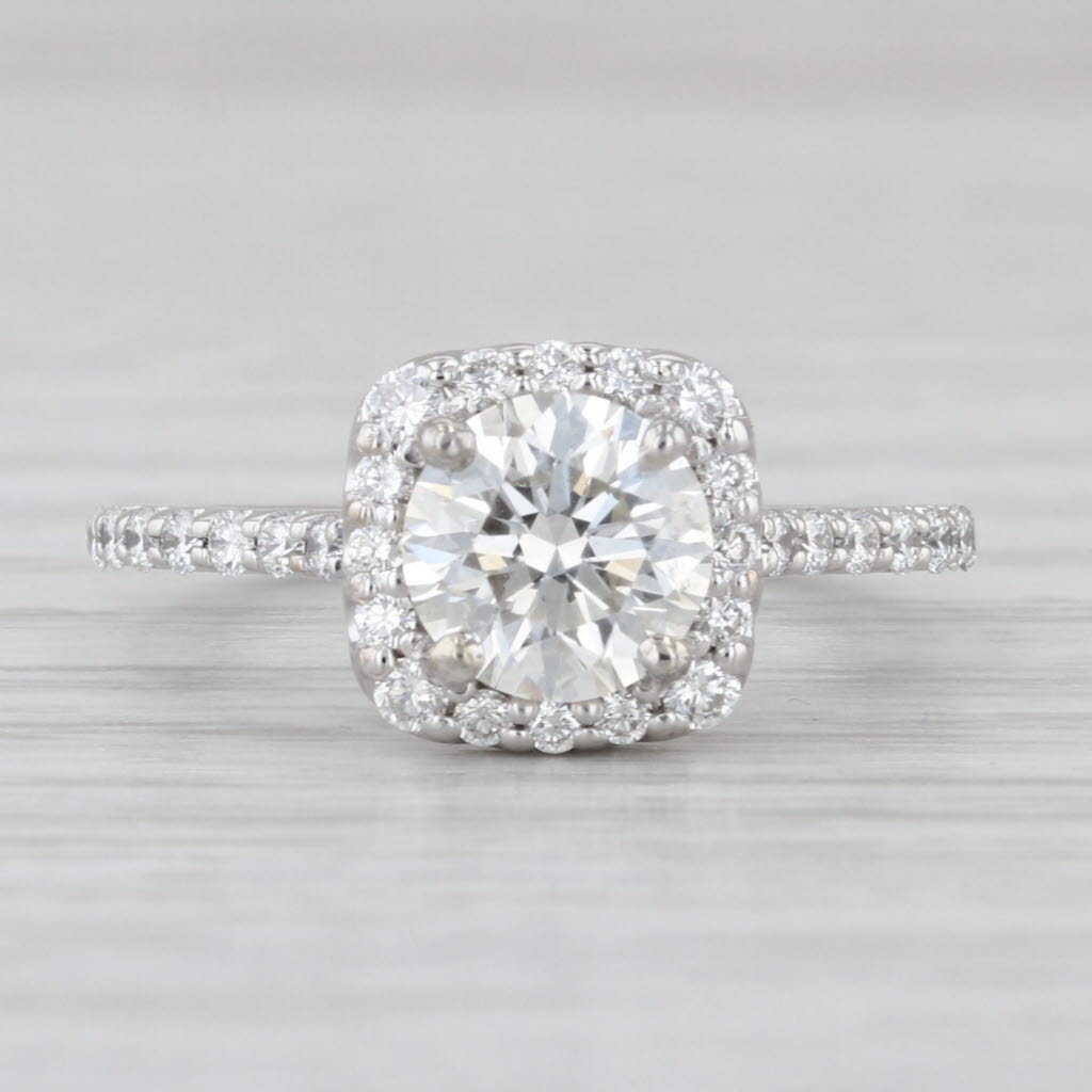 Ritani Cert GIA 1.69ctw Diamond Halo Engagement Ring 14k White Gold Size 5