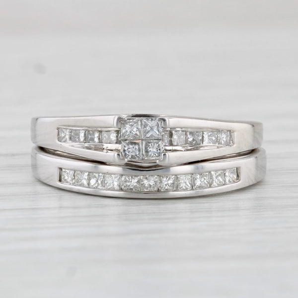 0.76ctw Diamond Engagement Ring Wedding Band Bridal Set 14k White Gold Size 7.5