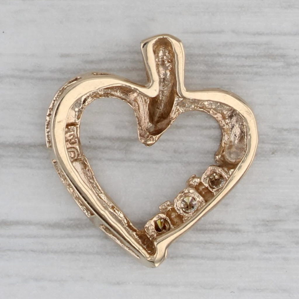 Gray Diamond 3-Stone Open Heart Pedant 10k Yellow Gold