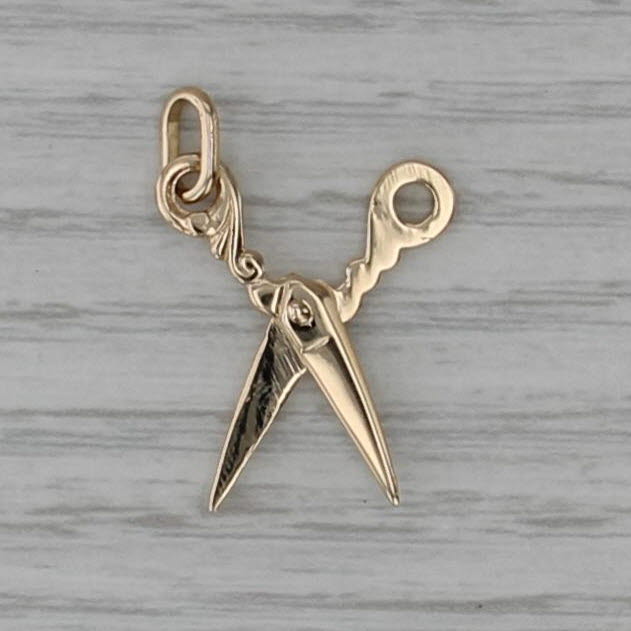 Scissors that Move Charm 14k Gold Small Pendant Hair Stylist Seamstress Gift