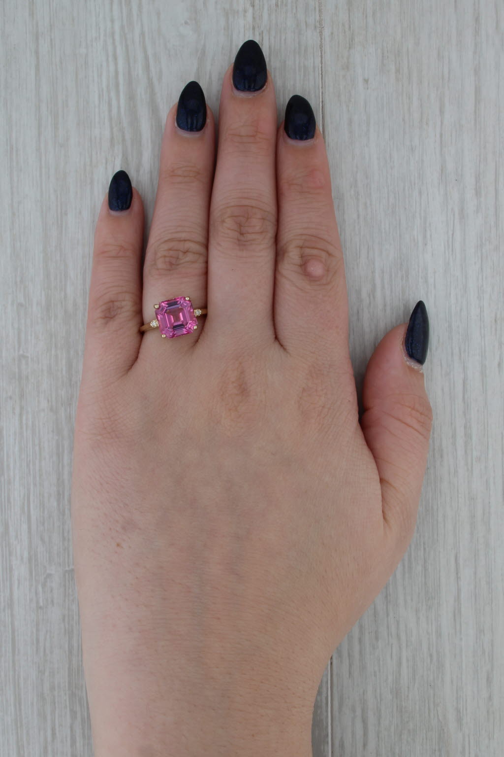 5.45ctw Pink Topaz Diamond Ring 10k Yellow Gold Size 7.5