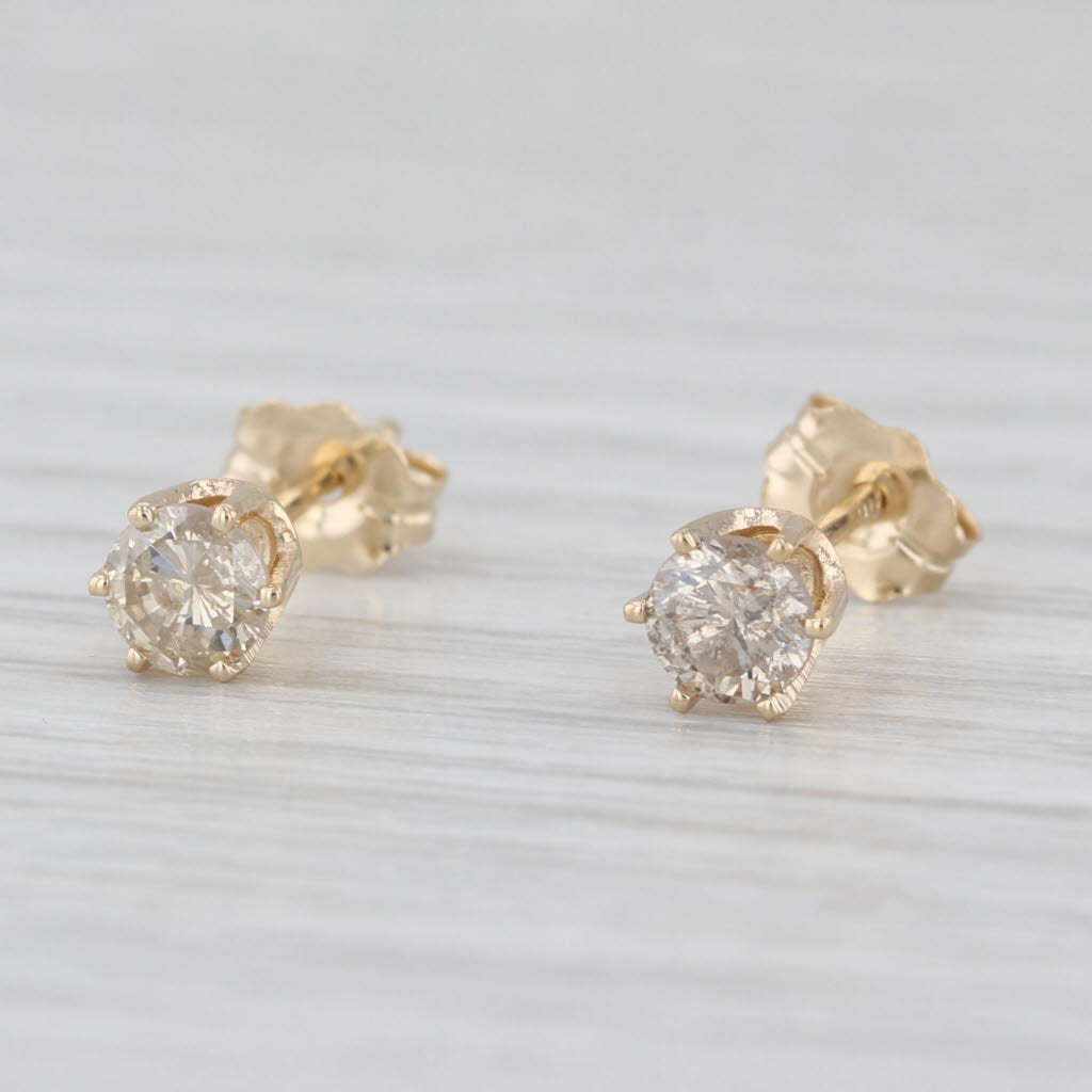 0.40ctw Brown Diamond Stud Earrings 14k Yellow Gold Round Solitaire Studs