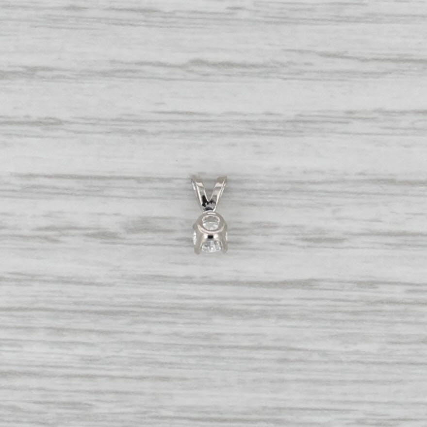 New 0.18ct Diamond Solitaire Pendant 14k White Gold Small Round Drop 4 Prong