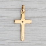 Gray Brushed Diamond Cross Pendant 14k Yellow Gold Religious Jewelry